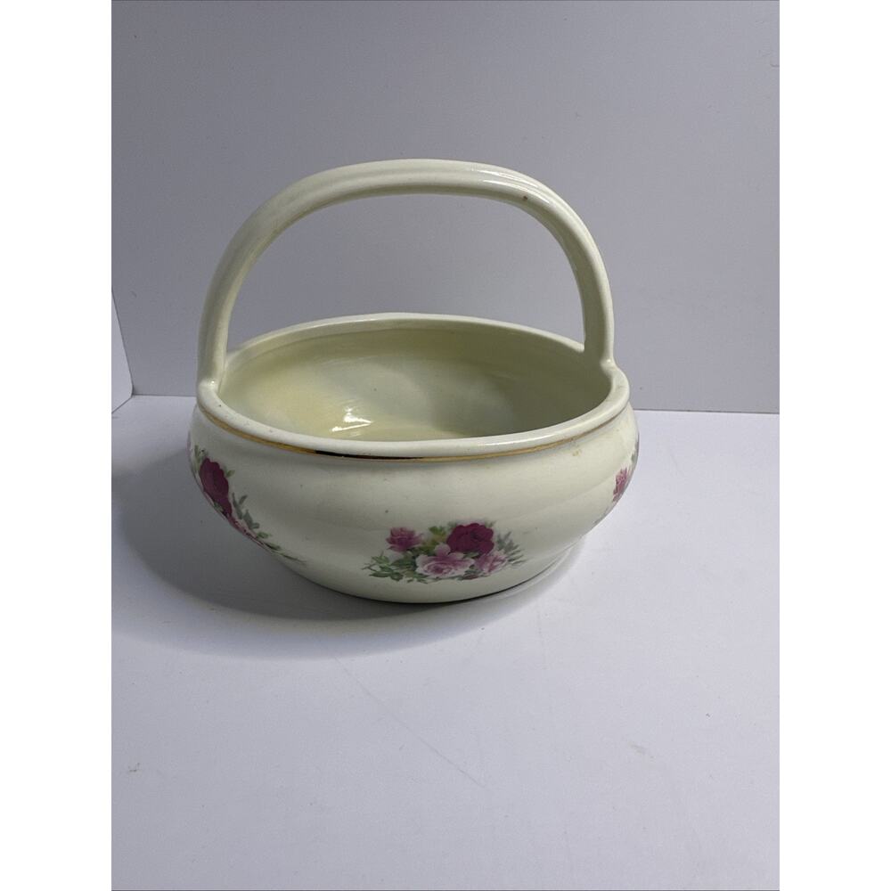 Formalities by Baum Bros Victorian Rose Collection Ceramic/Porcelain Basket Vtg